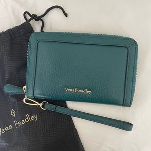 Vera Bradley Dark Green Leather Wristlet Wallet